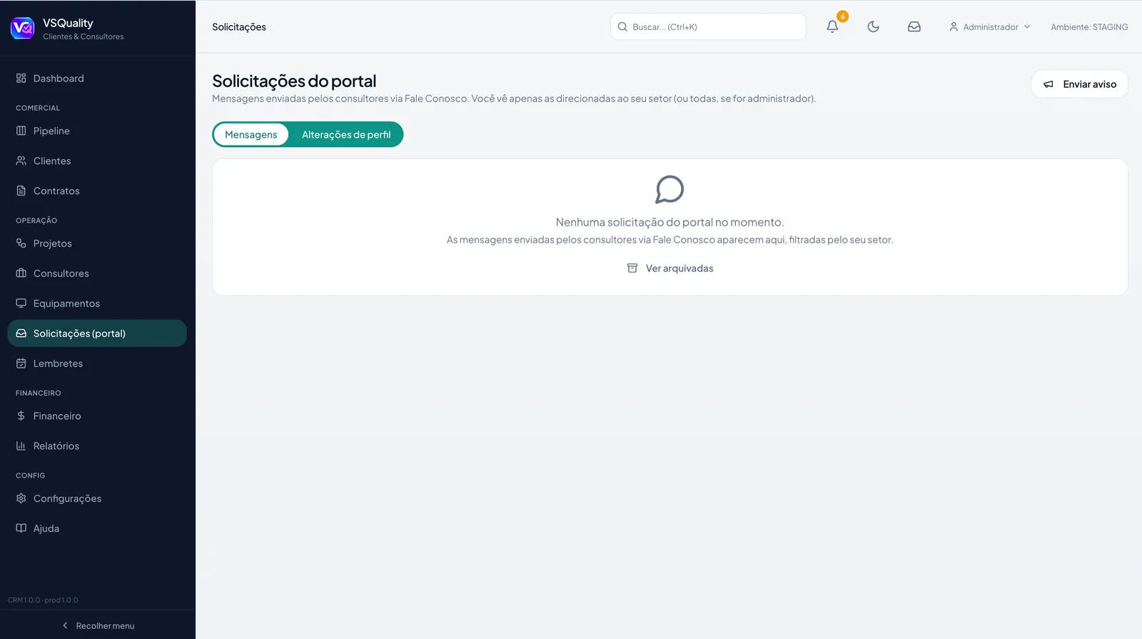 Solicitações do portal
