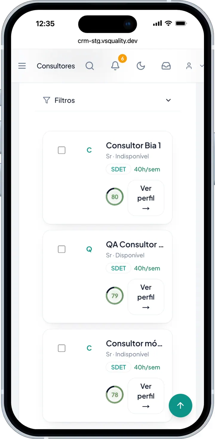 Consultores no celular