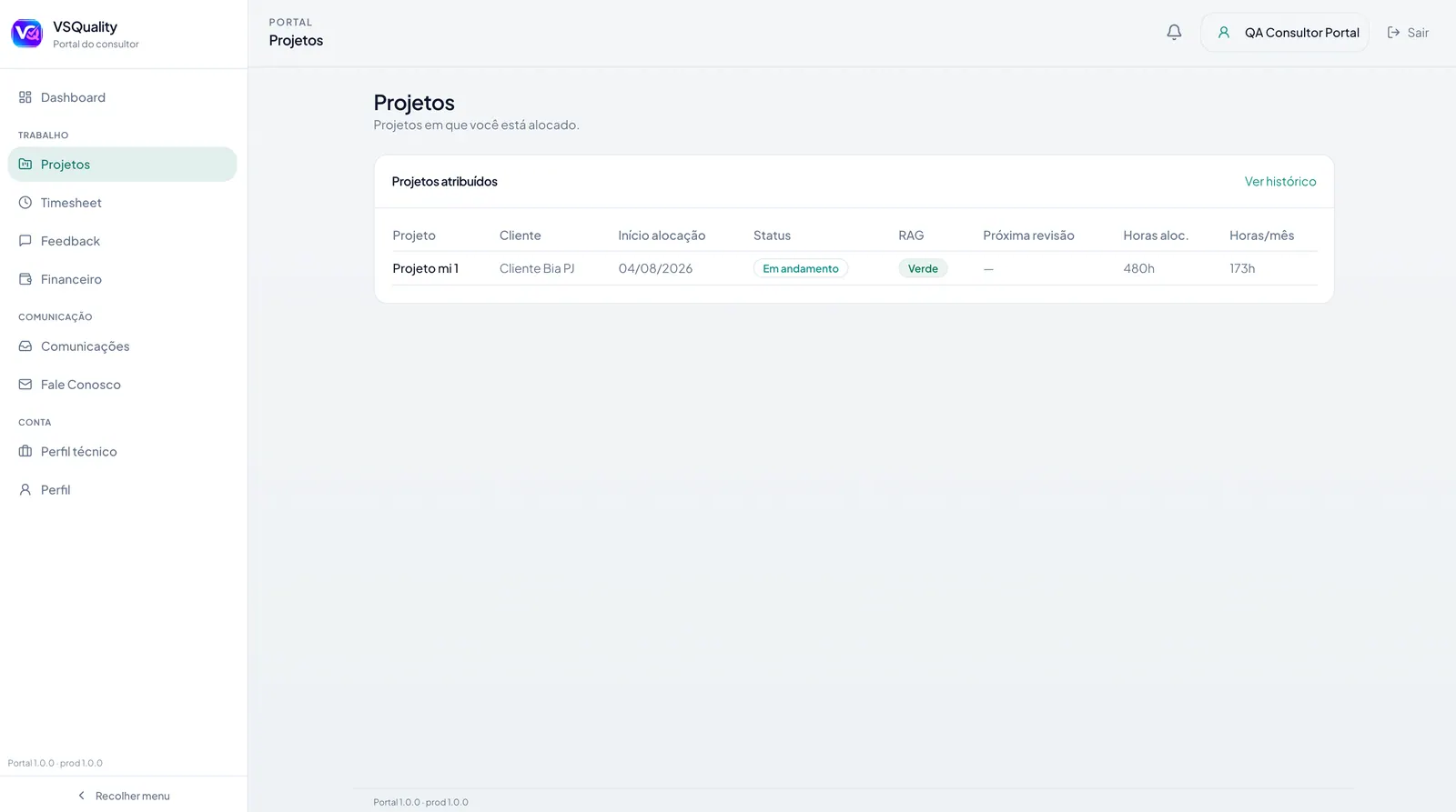 Portal do consultor — projetos